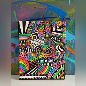 Psychedelic Abstract Acrylic on Canvas Original Rainbow Wall Art